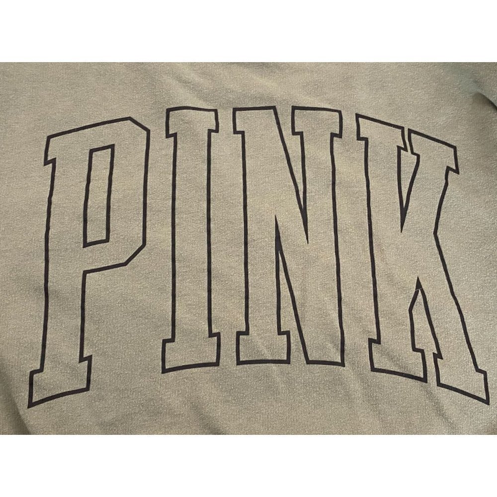 Victoria Secret PINK Boyfriend Sweatshirt Size XS Pullover Dog Logo Green Black - Picture 3 of 11